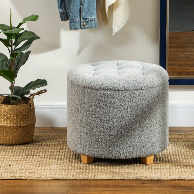 Wattsburg 45cm Wide Round Solid Colour Footstool Ottoman