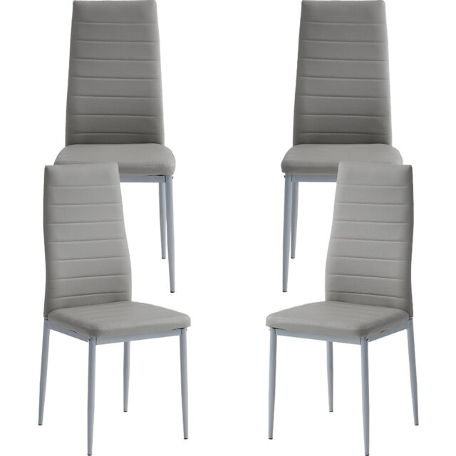 Dining Chair Set Of 4, Upholstered Leather Kitchen Chairs With High Back & Metal Legs For Dining, Kitchen, Living Room