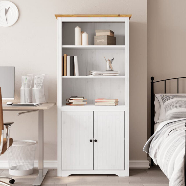 This classic bookcase, featuring a French design, makes a decorative as well as practical addition to your current decor.