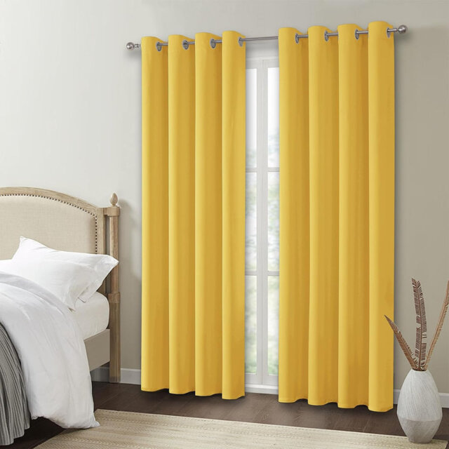 W46 x L54 Inch Eyelet Blackout Curtains, 54 Inch Drop Thermal Insulated Light Blocking Short Window Drapes