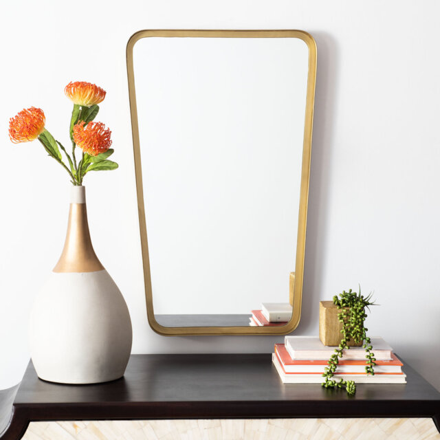 Kenosha Metal Framed Wall Mounted Accent Mirror in Gold