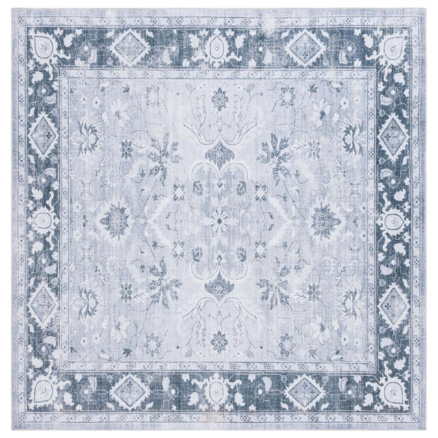 Arizona Bohemian Machine Washable Non-Slip Area Rug in Blue/Gray