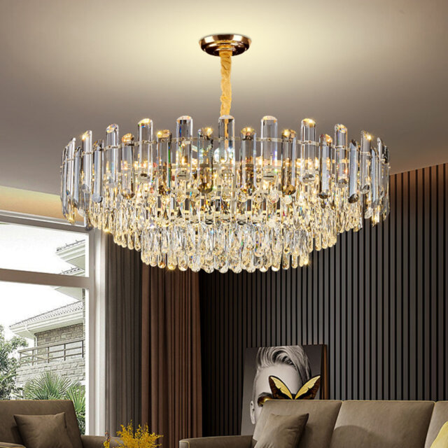 Crystal Chandelier Modern Led Ceiling Light Adjustable Lighting Fixture For Dining Room Metal Flush Mount Ceiling Light High-end Decorative Light Eleg