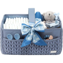 Nappy Organiser Storage Caddy, Portable Nursery Storage Basket For Newborn Essentials, Baby Shower Gifts Basket For Changing Table(Black)