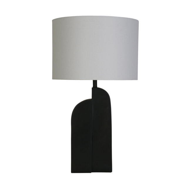 Collyns 1Lt Table Lamp, Matt Black Resin & White Linen Shade