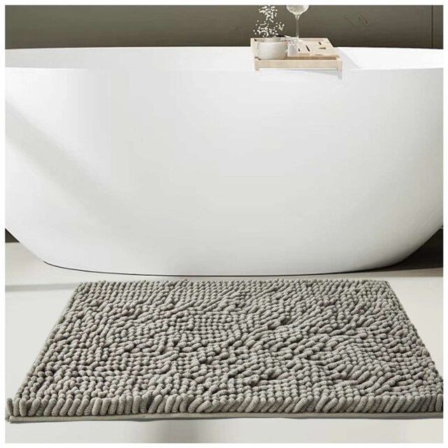 Chenille Bathroom Rug 50x80cm Plush Microfiber Bath Mat Absorbent Quick Dry Non Slip Rubber Back Machine Washable