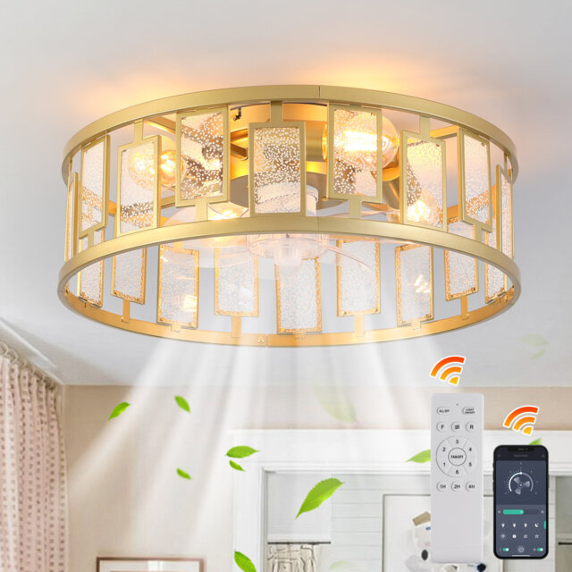 7-Blade 50cm Ceiling Fan with Remote Control and Light Kit Included