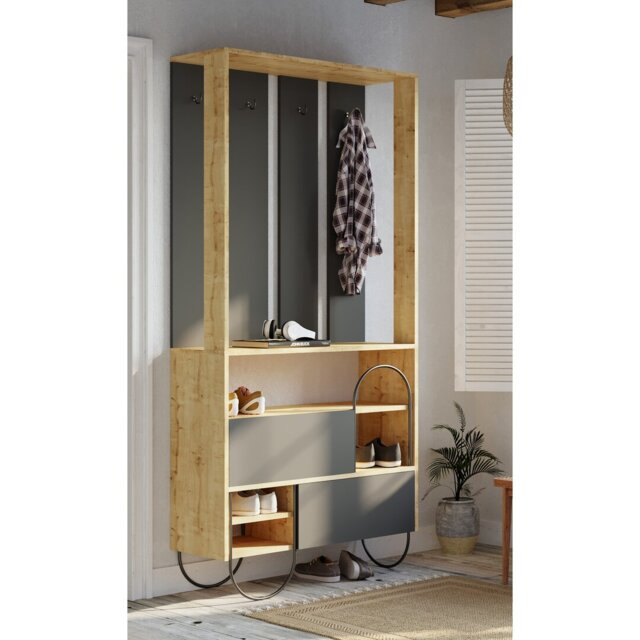 Norfolk Hall Stand Coat Rack with Shoe Storage