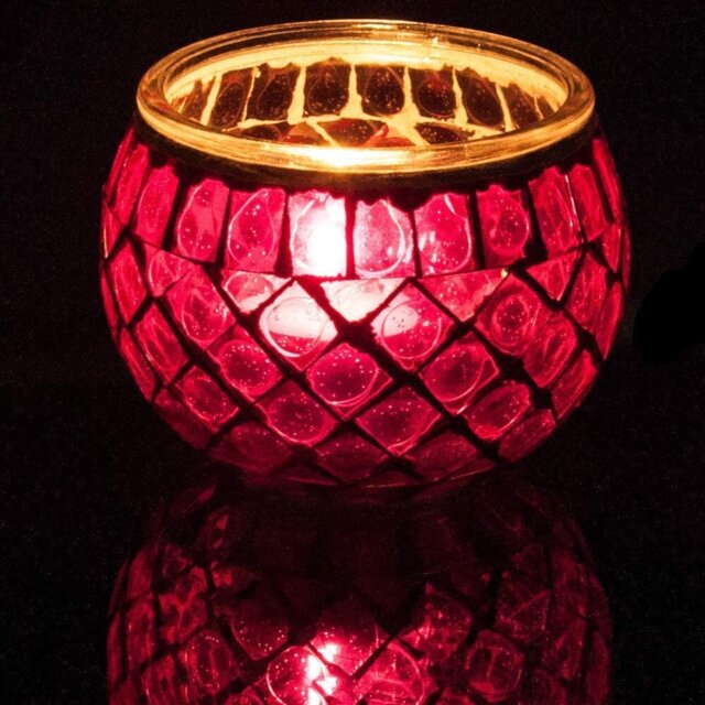 Glass Tabletop Tealight Holder with Candle Included