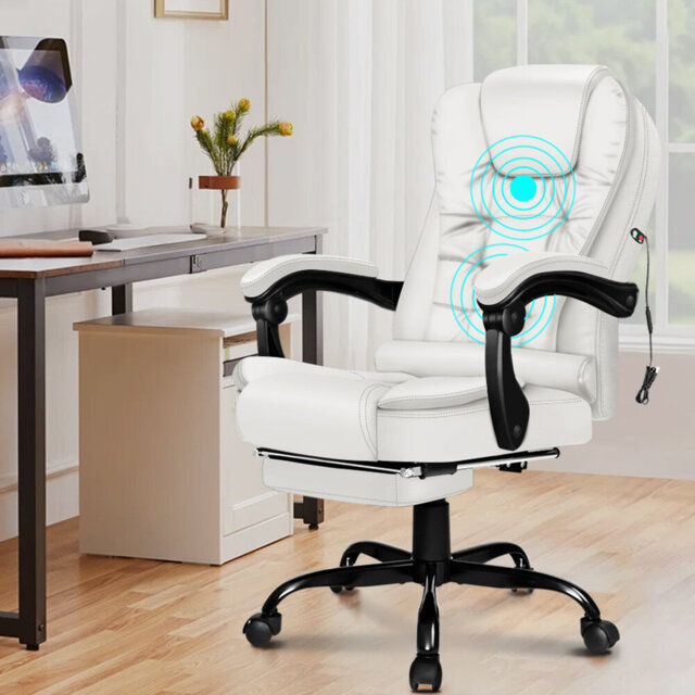 Office Chair Massage Executive Recliner Footrest Swivel Gaming