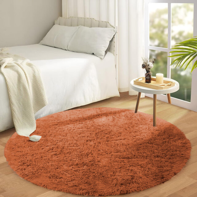Round Shaggy Area Rug – Ultra-Soft Plush High-Pile Rug For Living Room And Bedroom