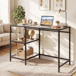 Glass Top Metal Base Computer Desk