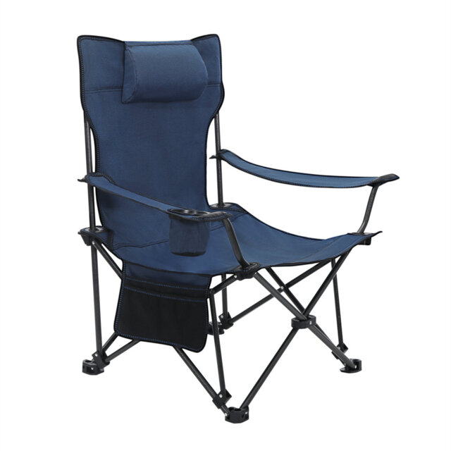 Camping Chair Lightweight Folding Fishing Chair with Retractable Footrest and Removable Headrest, Carry Bag, for Outdoor Activities