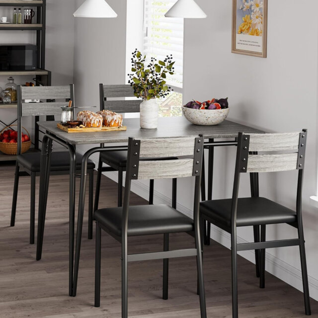 5-Piece Dining Table Set for 4, Modern Small Dining Table with Chairs, Table and Chairs Set of 4 with Padded Seats, Dining Room Table Set for 4, Kitch
