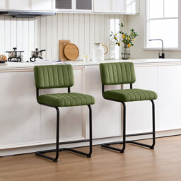 Ambrine 62.5cm H Counter Stool Features Velvet Thick Padded Seat and Black Steel Frame with Footrest