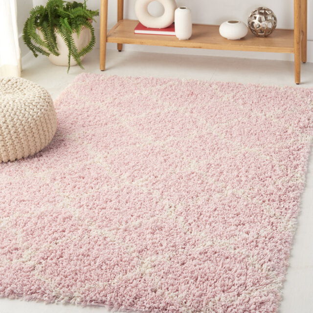 Shullsburg Shaggy Power Loom Pink/Ivory Rug