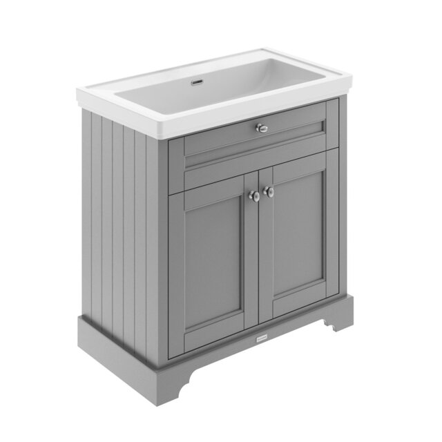 Old London 830mm Free Standing Single Bathroom Vanity with Fireclay Top