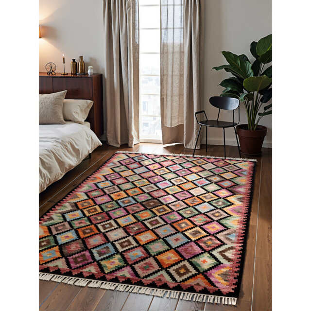 Zara Kilim Rug by Hanse Home - Natural Living Room Rug Wool Handwoven Afghan Kilim Living Room, Bedroom