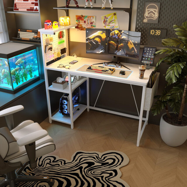 Metal Base Computer Desk with Power Outlet