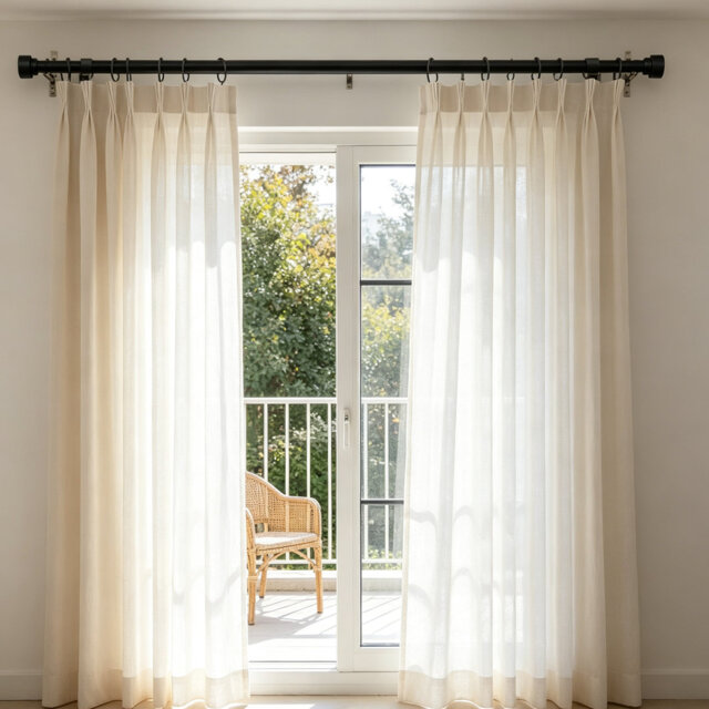 Natural 80cm to 365cm 2.5cm Single Curtain Pole