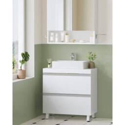 Under Sink Bathroom Cabinet, Under Sink Cabinet with 2 Drawers, Bathroom Sink Unit for Washbasins with Pedestal and Feet, Bathroom Vanity Unit, White