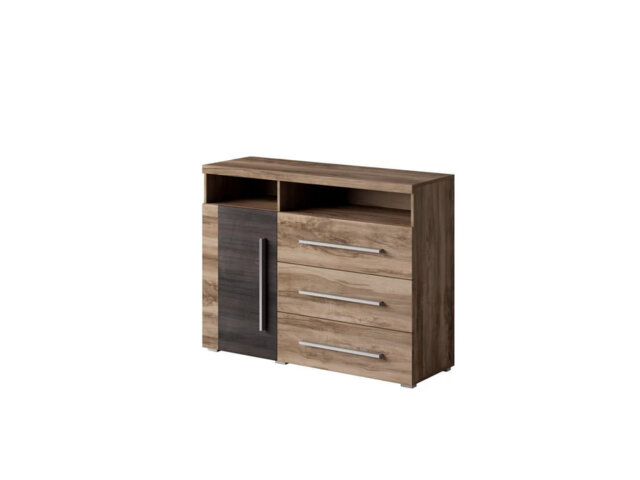 Contemporary Oak & Touchwood Roger 47 Sideboard Cabinet W119cm - Stylish Media Storage Solution