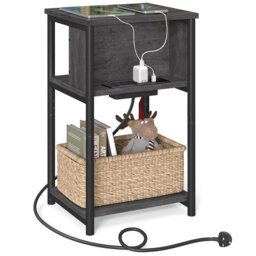 Alce Four Leg Rectangular Side Table with Built-In Outlets