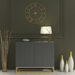 Modern Sideboard with Fluted Fronts & Gold Legs – 100cm Storage Cabinet