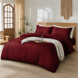 Aspire Homeware 4 Piece Hotel Quality Striped Duvet Bedding Set with Pillowcases and Fitted Sheet for Luxury Bedding Comfort