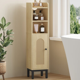 Bathroom Cabinet, Small Corner Floor Cabinet with Door and Shelves, Narrow Toilet Paper Cabinets, Bathroom Organizer with Adjustable Shelf, for Small