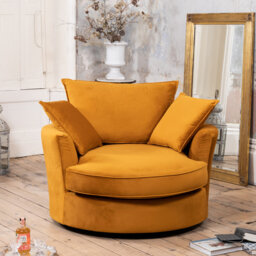 Fayyaz Velvet Swivel Base Cuddle Chair