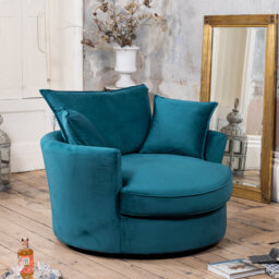 Fayyaz Velvet Swivel Base Cuddle Chair