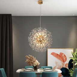 16-Light Golden Dandelion Chandeliers Modern Crystal Light Fixture,Firework Chandelier