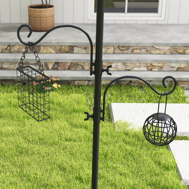 Bird Feeding Station Kit Wild Bird Feeder Pole with 6 Hooks 4 Prong Bases