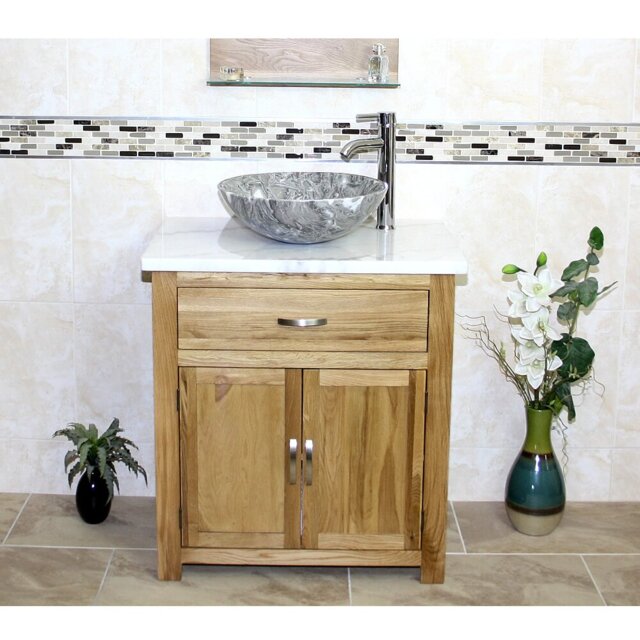 Stonehaven 750mm Single Bathroom Vanity with Vessel Stone Basin