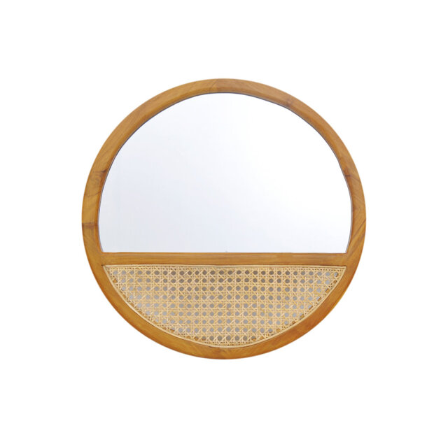 Aldas Solid Wood Round Wall Mirror