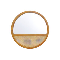 Aldas Solid Wood Round Wall Mirror