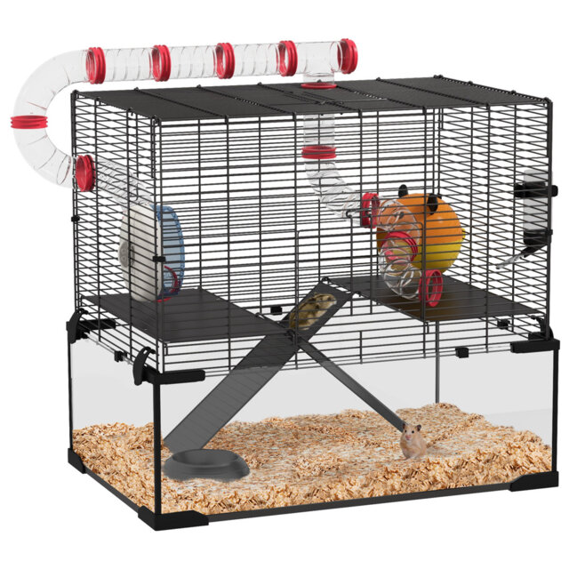 Large Hamster Cage Gerbil Cage with Deep Glass Bottom 60 x 40 x 57cm