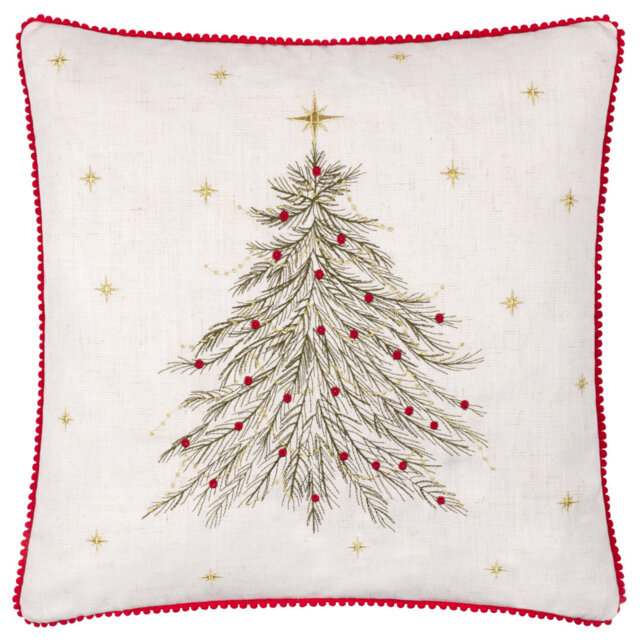 Twinkling Tree White Square Cushion