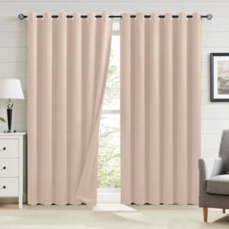Premium Blackout Eyelet Curtain Panels - Thermal Insulated, Noise Reducing Grommet Room Darkening Window Curtains for Bedroom and Living Room