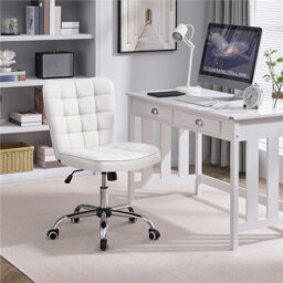Modern Tufted Armless Leather Desk Chair