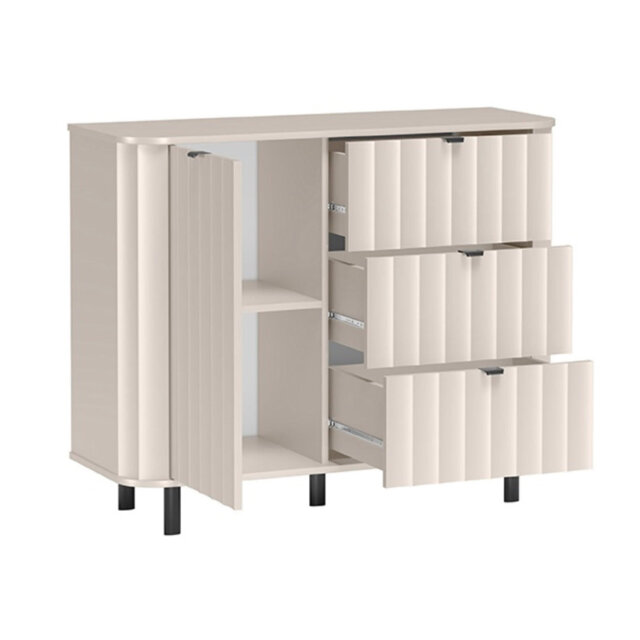 Blunston 1-Door Chest of Drawers with 3 Drawers 111 cm Cashmere