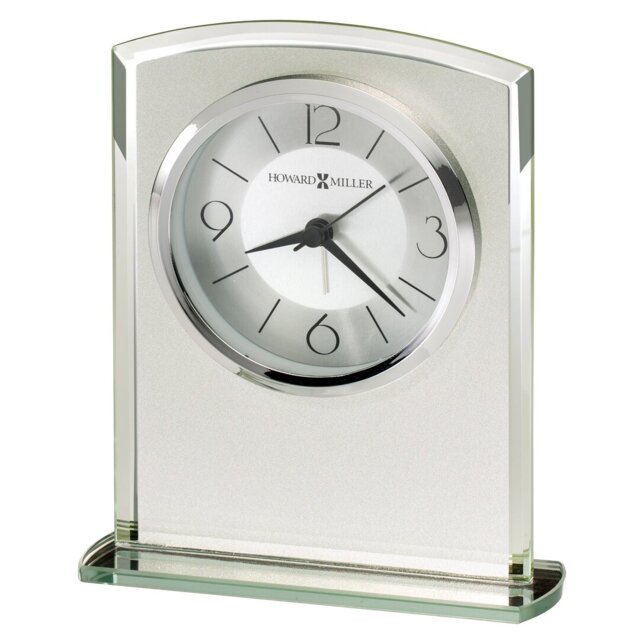 Glamour Modern & Contemporary Analog Metal Quartz Alarm Tabletop Clock in Glass