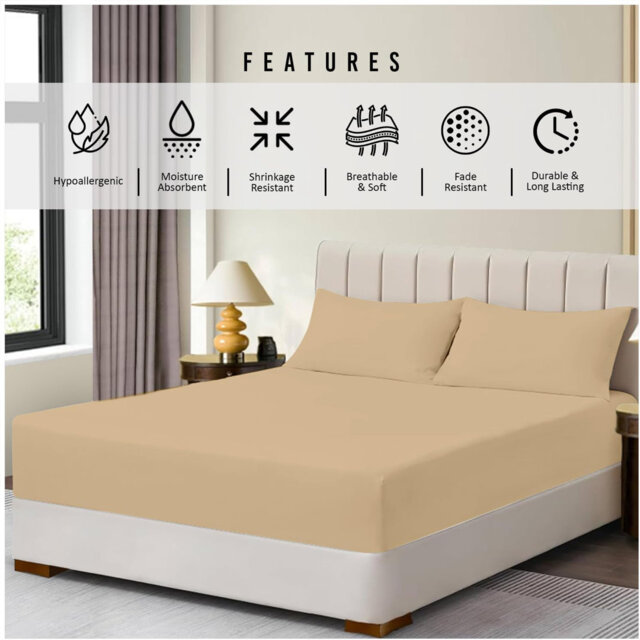 Super Dreamer Pack of 6 Fitted Bed Sheets Solid Colour Polyester Soft Touch Bedding Machine Washable UK Sizes