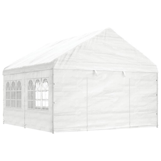 Gazebo with Roof White 4.46 x 4.08 x 3.22 m Polyethylene