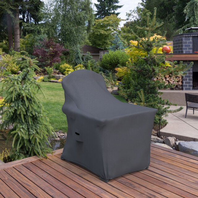 Adirondack Chair Cover For Makowski Patio Chair, Water-Repellent UV-Resistant Polyester With Elastic Tie-Downs And Padded Handles
