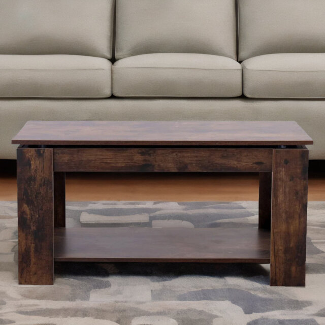 Barrymore Lift Top Coffee Table with Storage Hidden Compartments and Shelf Living Room Furniture