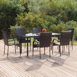 Centeio 7 Piece Garden Dining Set Poly Rattan