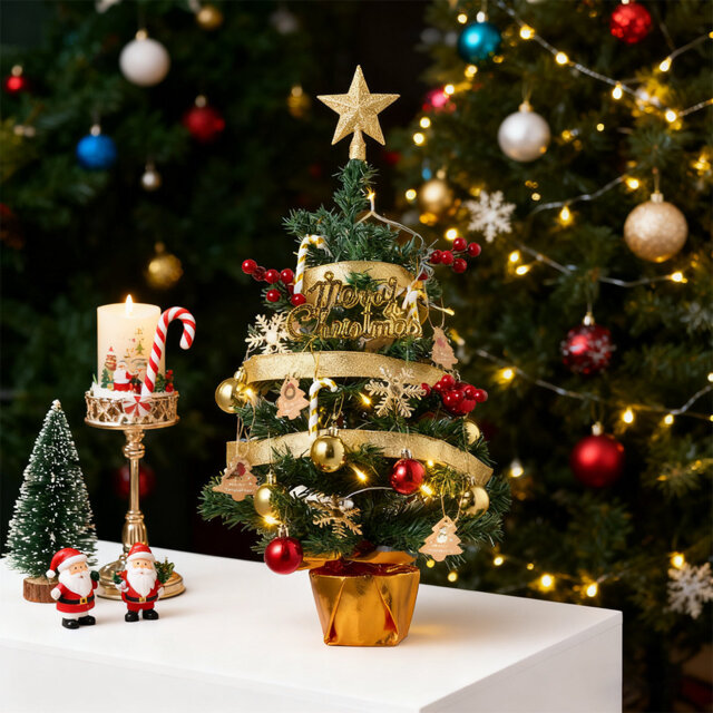 Tabletop Artificial Christmas Tree Decoration with String Light