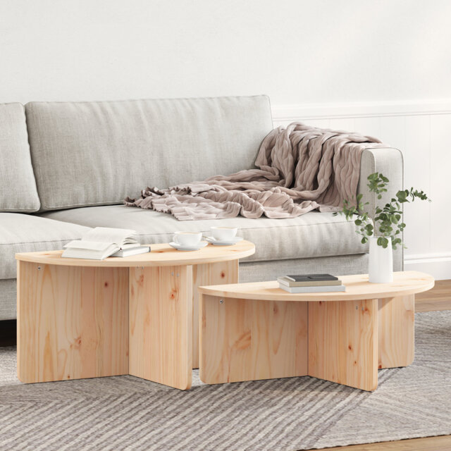 Coffee Table Solid pine wood Living Room Pine Rustic Oval Indoor